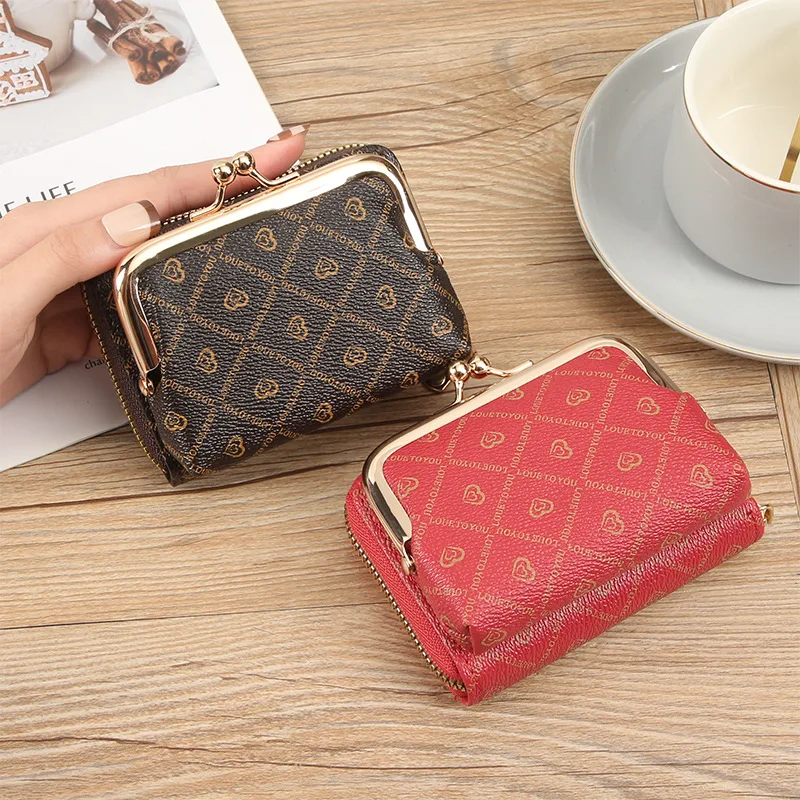 Ladies Wallets Fashion Zipper Card Holder Wallet Coin Pocket Leather Print Minimalist Purse Key Case carteras women wallet