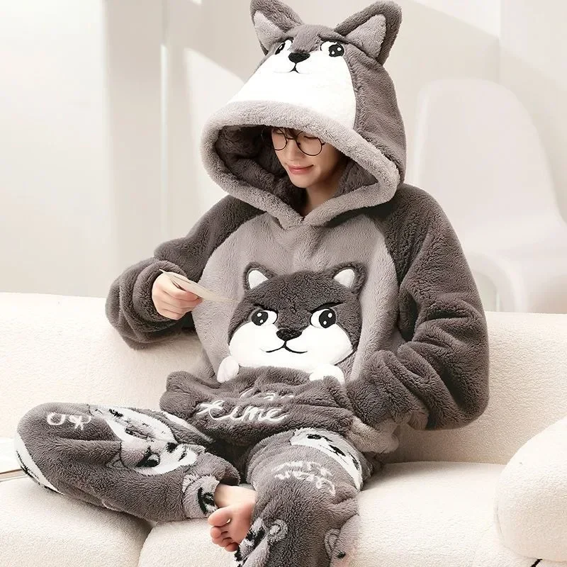 Pajamas Set Men's Coral Fleece Pajamas Autumn Winter