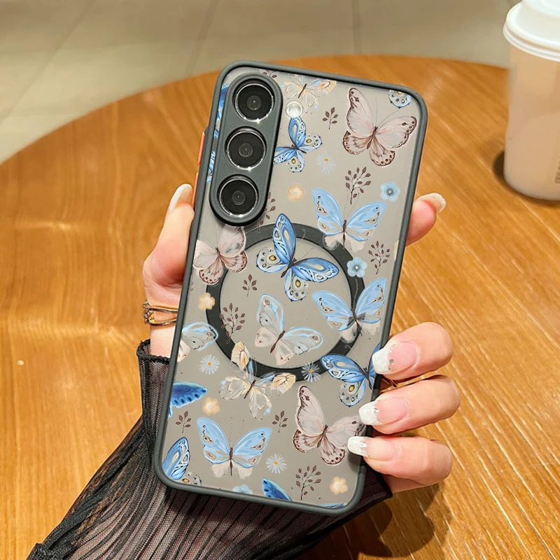 Magnetic Butterfly Flower Phone Case with MagSafe Compatibility