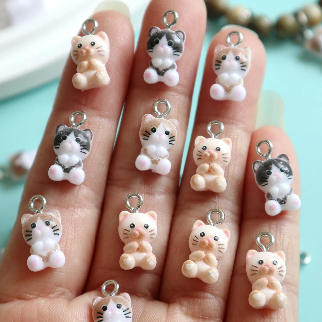 Kisangel 50 Ciondoli In Resina A Forma Di Gatto - Retro Piatto - Per Gioielli Fai Da Te, Collane, Bracciali E Orecchini