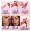 QIBEST Liquid Contour With Cushion Applicator For Cheeks Tint Natural Shimmer Finish Moisturizing Creamy Liquid Blush Highlight 6