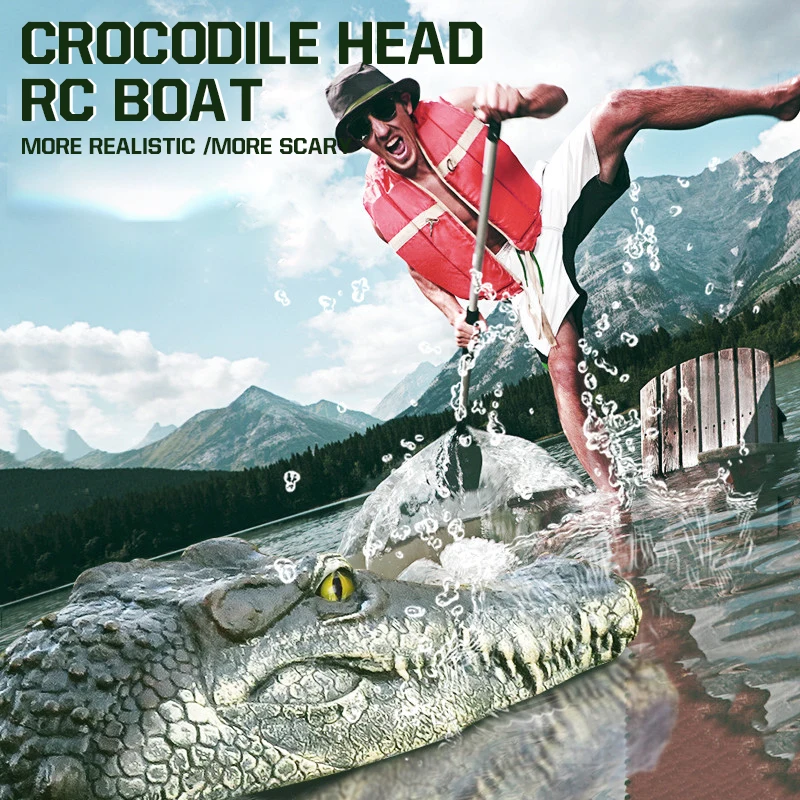 Crocodile Rc Boat Ship 2.4G Simulation Animal Waterproof Remote Control Alligator Electric Summer Water Pool Toys Gift for Kids