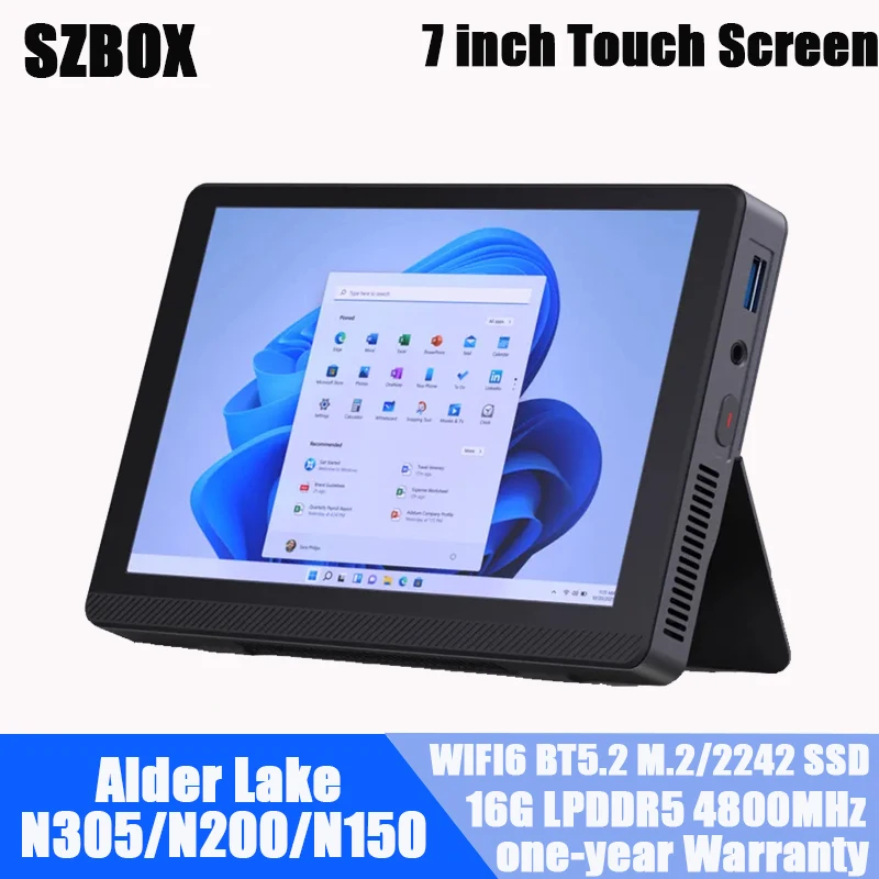 SZBOX 7 Inch Alder Lake N305/N150/N200 Mini PC DDR5 NVMe SSD