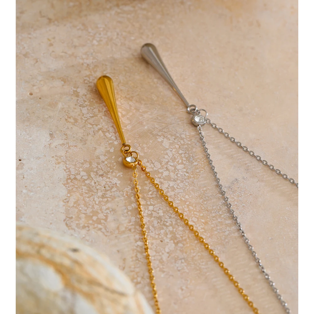 Yhpup Stainless Steel Water Drop Pendant Necklace