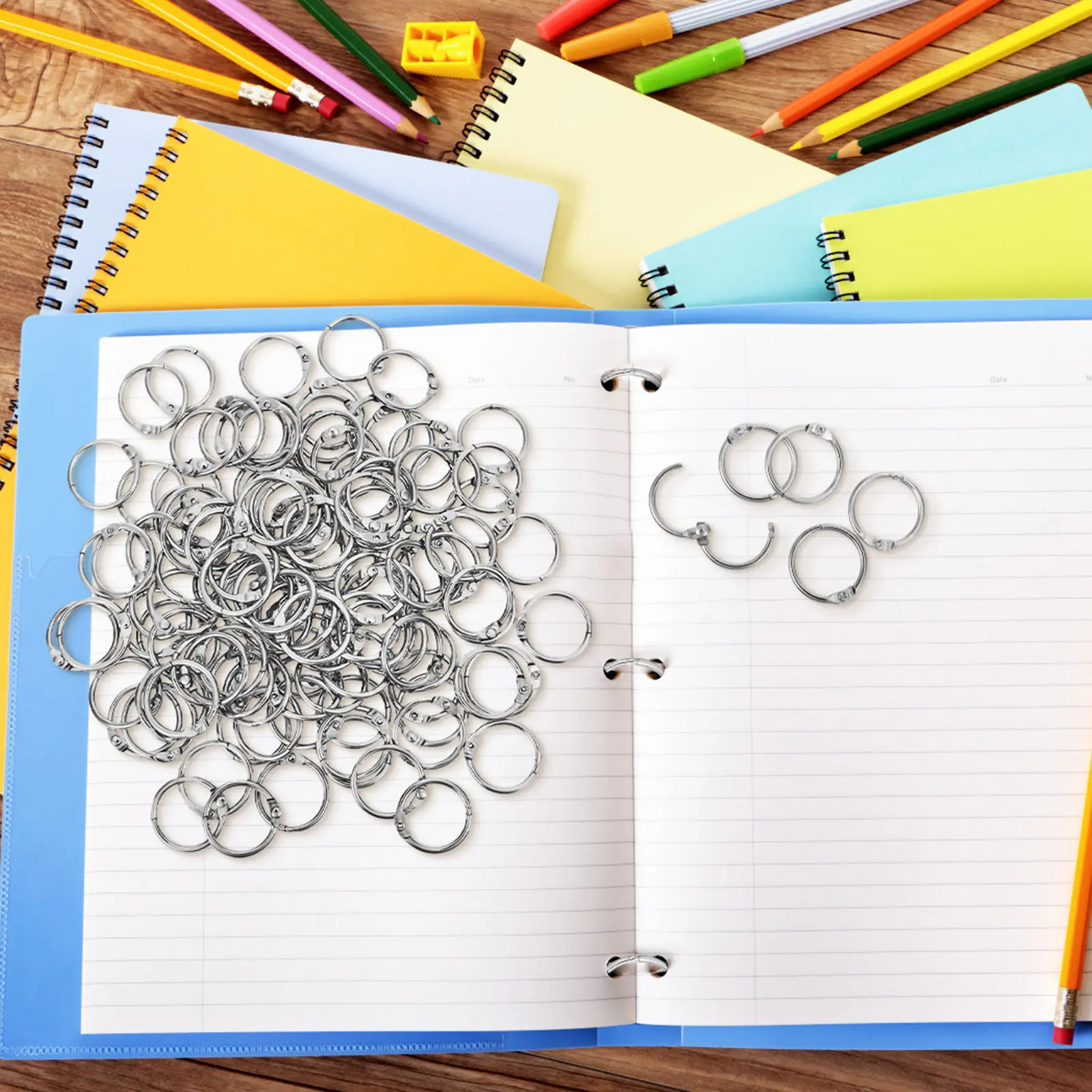 120Pcs 금속 책 링 녹 방지 바인더 링 노트 플래시 카드 스크랩북 바인딩 용품 바인딩 버클