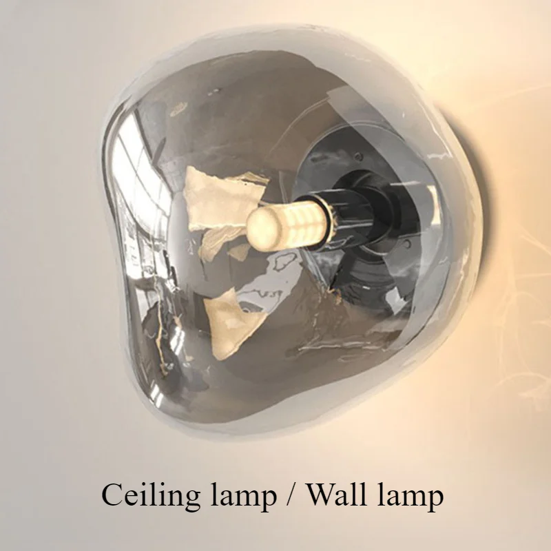 Nordic Art Deco Wall Lamp Bedside Corridor Ceiling and Wall Ambient Lighting Diffuse Reflection Mirror Silver Glass Sconces Lamp