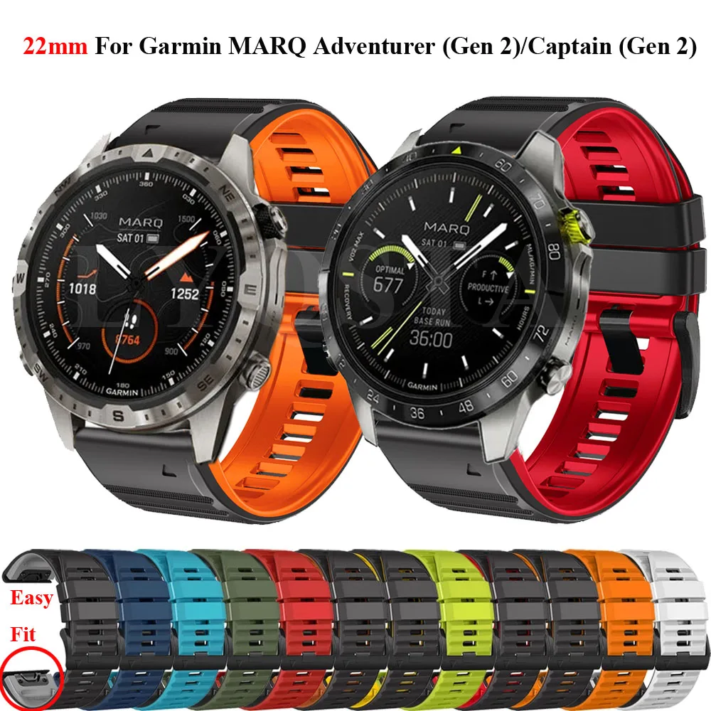 Cinturino Per Orologio Da 22Mm Per Garmin Marq Atleta/Golfista/Capitano (Gen 2) Cinturino Di Ricambio In Silicone Morbido Per Marq Adventurer (Gen 2)