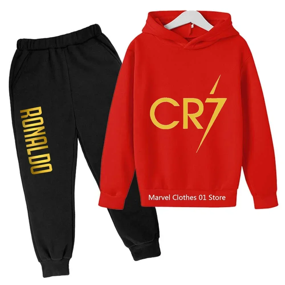 Kids Clothing Set Kids Sports Suit Children Sports Suit Girls Clothing Set Kids Sweatshirt Set Boys Clothing Set Cristiano Ronaldo CR7 Cosplay Costumes Kids Football Idol Hoodie Set Pants