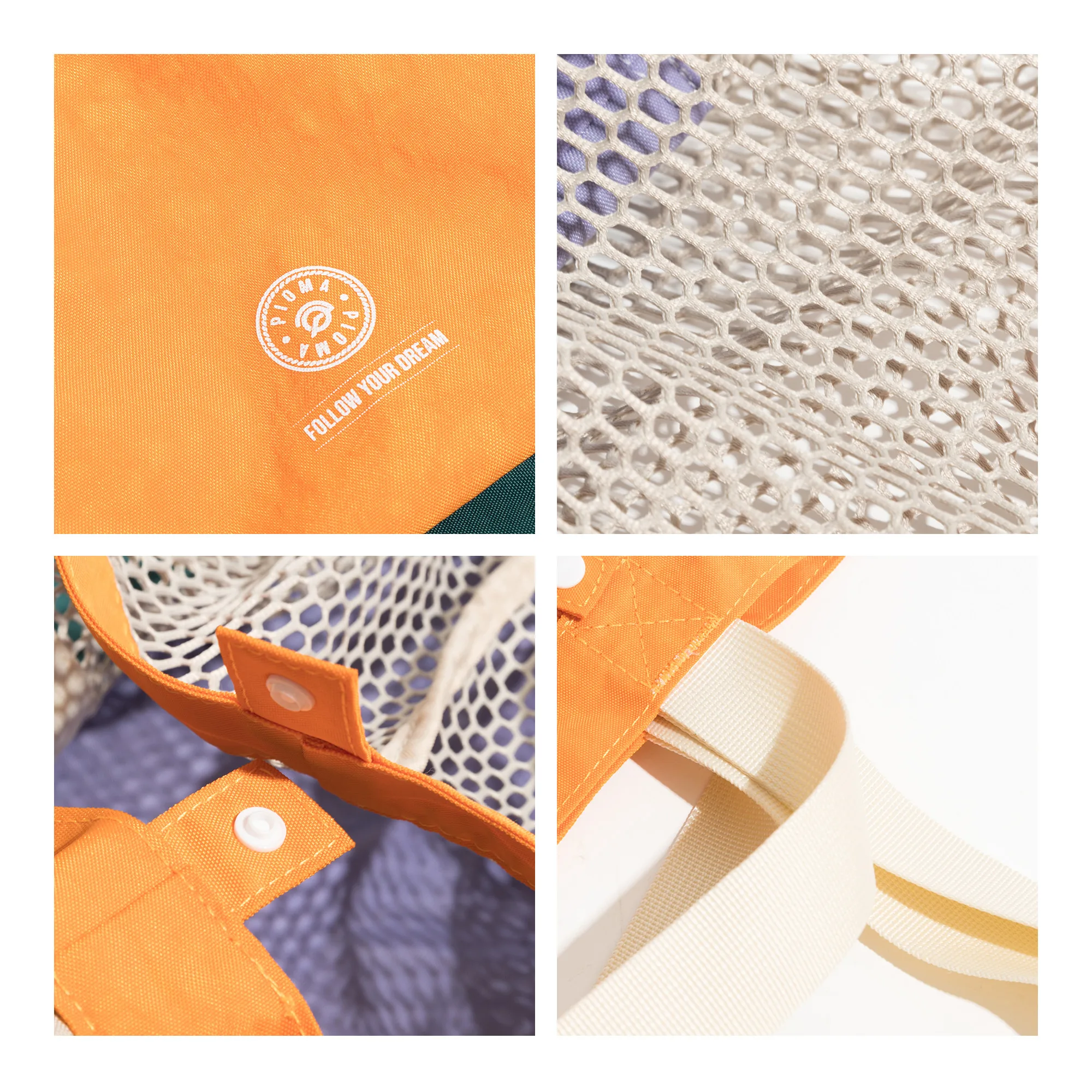 KOKOPEAS Women Mesh Fishing Net Bag Big Reusable Grocery Shoulder Grocery Purse Nylon Summer Beach Handbag