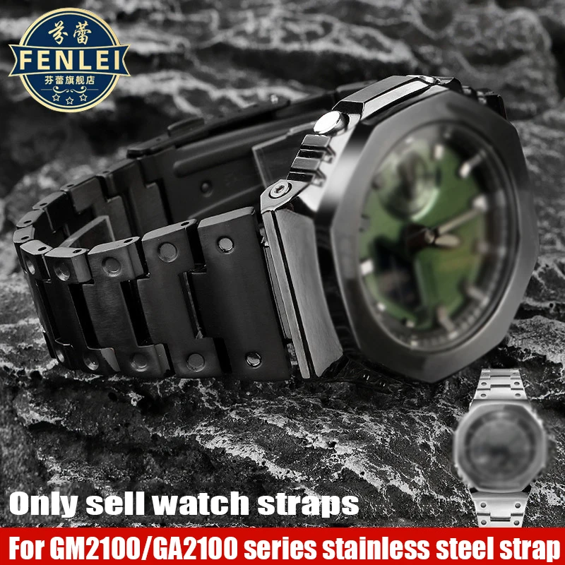 

GA2100 GM2100 Bracelet for Casio G-SHOCK Farmhouse Oak Metal GA-2100 GA-2110 Modified stainless steel Watch band 16mm Men Strap