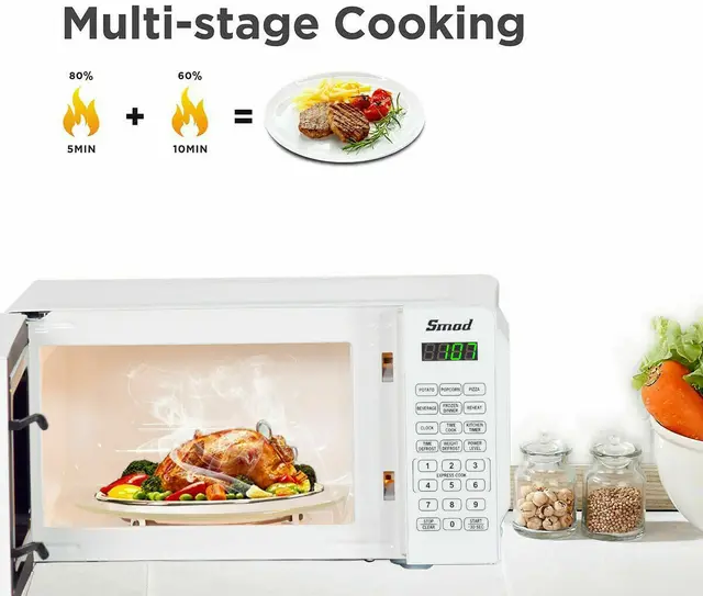 SMAD – four à micro-ondes 20l avec affichage numérique à 10 niveaux de  puissance, 700w, 6 réglages de cuisson automatique, fonction de  décongélation