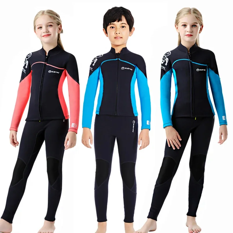 

Children's Neoprene Swimsuit, Surfing Diving Suit, Underwater Wetsuit, Boys Freediving Swimwear, Kids Bathing Suit, 2 Pcs