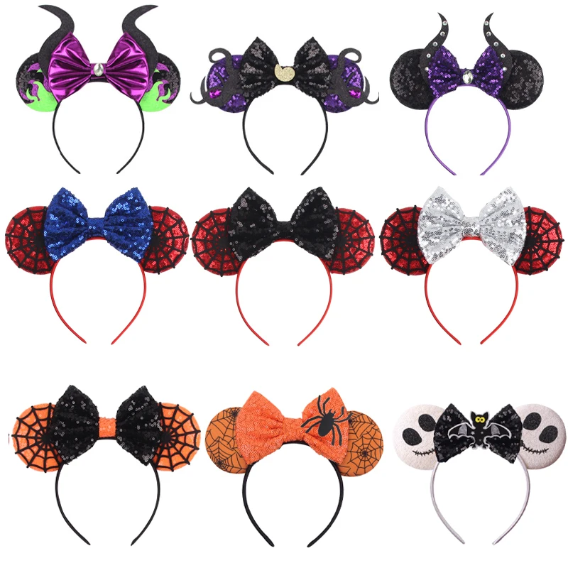 10Pcs/Lot Halloween Spiderweb Mouse Ears Headband Kids Adult Festival Cosplay Hairband Girls DIY Hair Accessories Wholesales 10pcs velvet hanger clothing coat non slip flocked hakama saves clothes organizer room organization and storage adult hanger