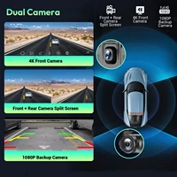 4K 10,26" Écran Tactile Caméra de Tableau de Bord Voiture Apple CarPlay Android Auto Sans Fil Double Objectif Enregistreur Vidéo Dash Cam DVR Pour ISO Android 6
