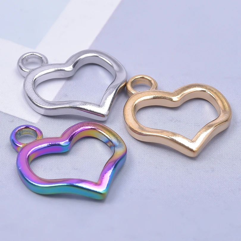 

10pcs/lot Waterproof Stainless Steel Heart Line Pendant Charm Jewelry Making diy Simple Necklace Bracelets Craft Accessories