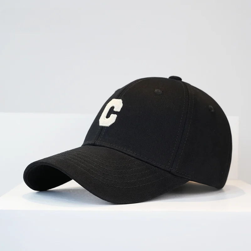 Versatile Embroidered C Letter Hard Top Baseball Hat for Men and Women Ins Casual Sun Visor Peaked Hat Trend