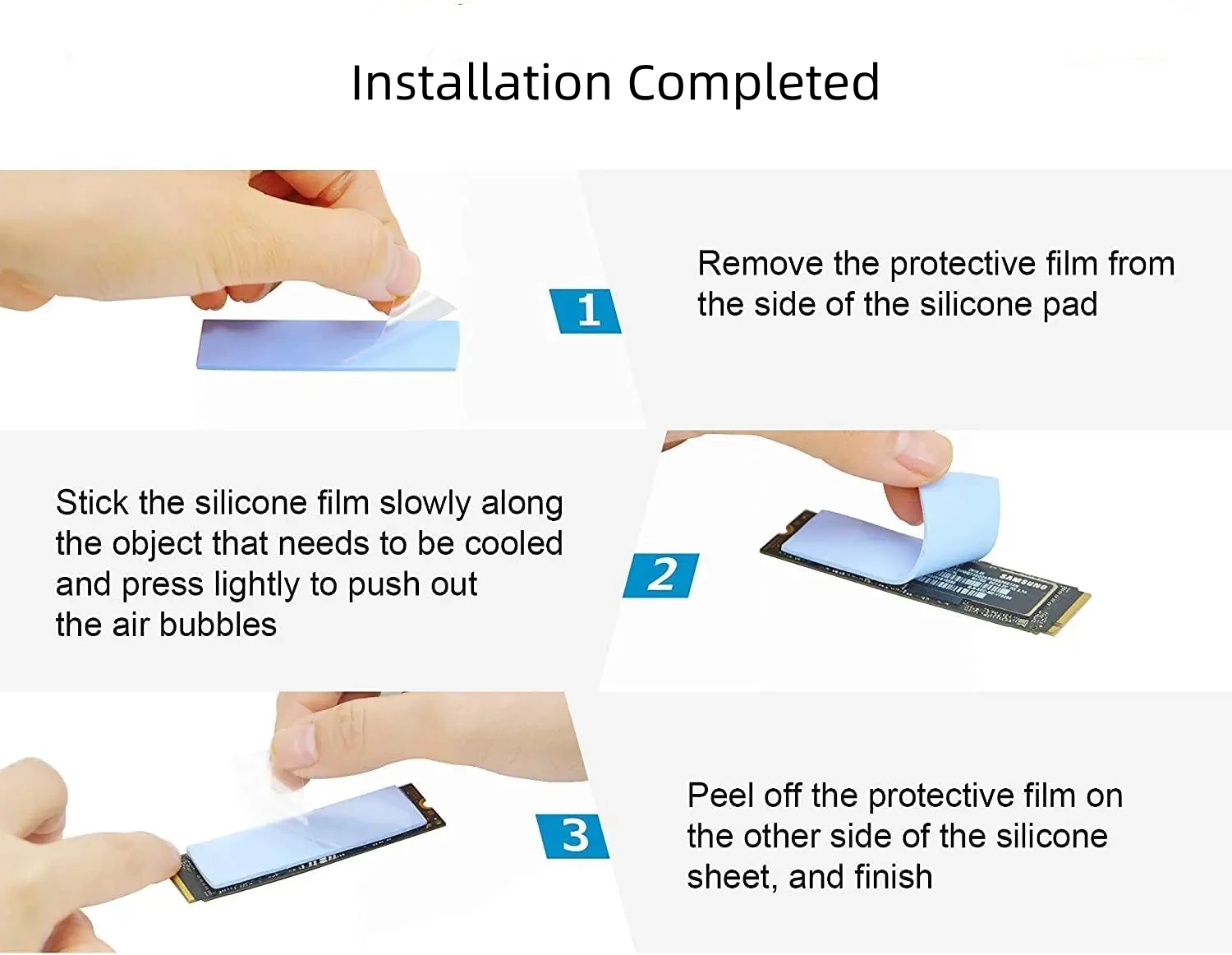 Enhanced Soft Silicone Thermal Cooling Pads, 70x20mm, Versatile and Easy Application