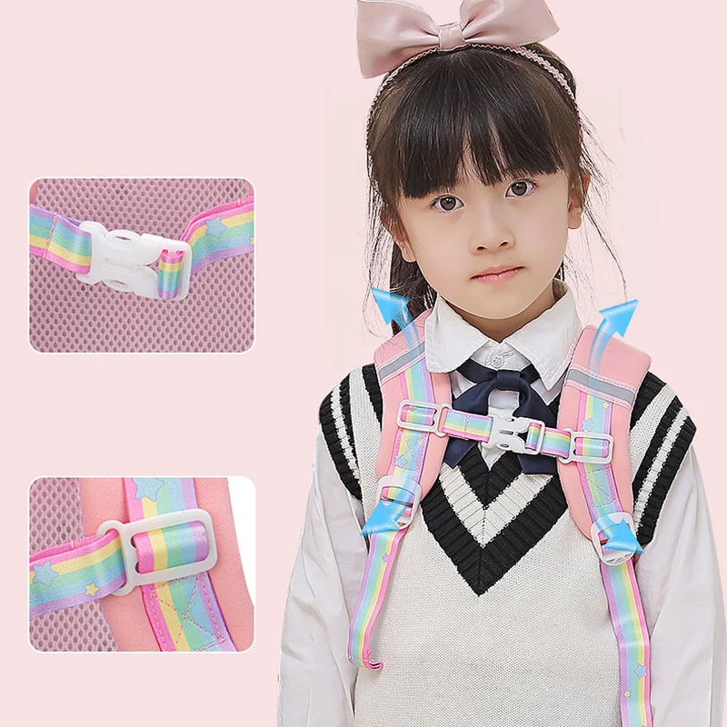 Kindergarten Multifunctional Children's Backpack Cartoon Rabbit Girls School Bags Light Spine Protection Toddler Kids Backpack 3