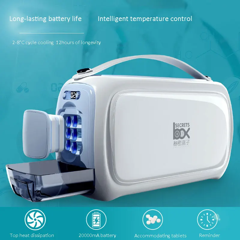 Insulin Cooler Portable Medicine Rechargeable Battery Carry-on Home Car Mini Drug Fridge Diabetes Insuin Bag Reffer Medical Case Portable Refrigerator Medicine Refrigerator