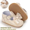 New Beige Baptist shoes Spring Baby Shoes PU Leather Newborn Girls Shoes First Walkers Princess Bowknot Baby Prewalker 1