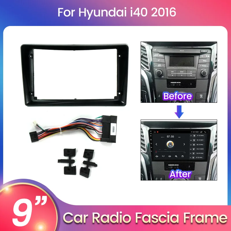 

Car Video Radio Frame for Hyundai I40 2016+ with RCA Cable Wiring Harness Accessories Car Dashboard Tool Mount Cable Protocol