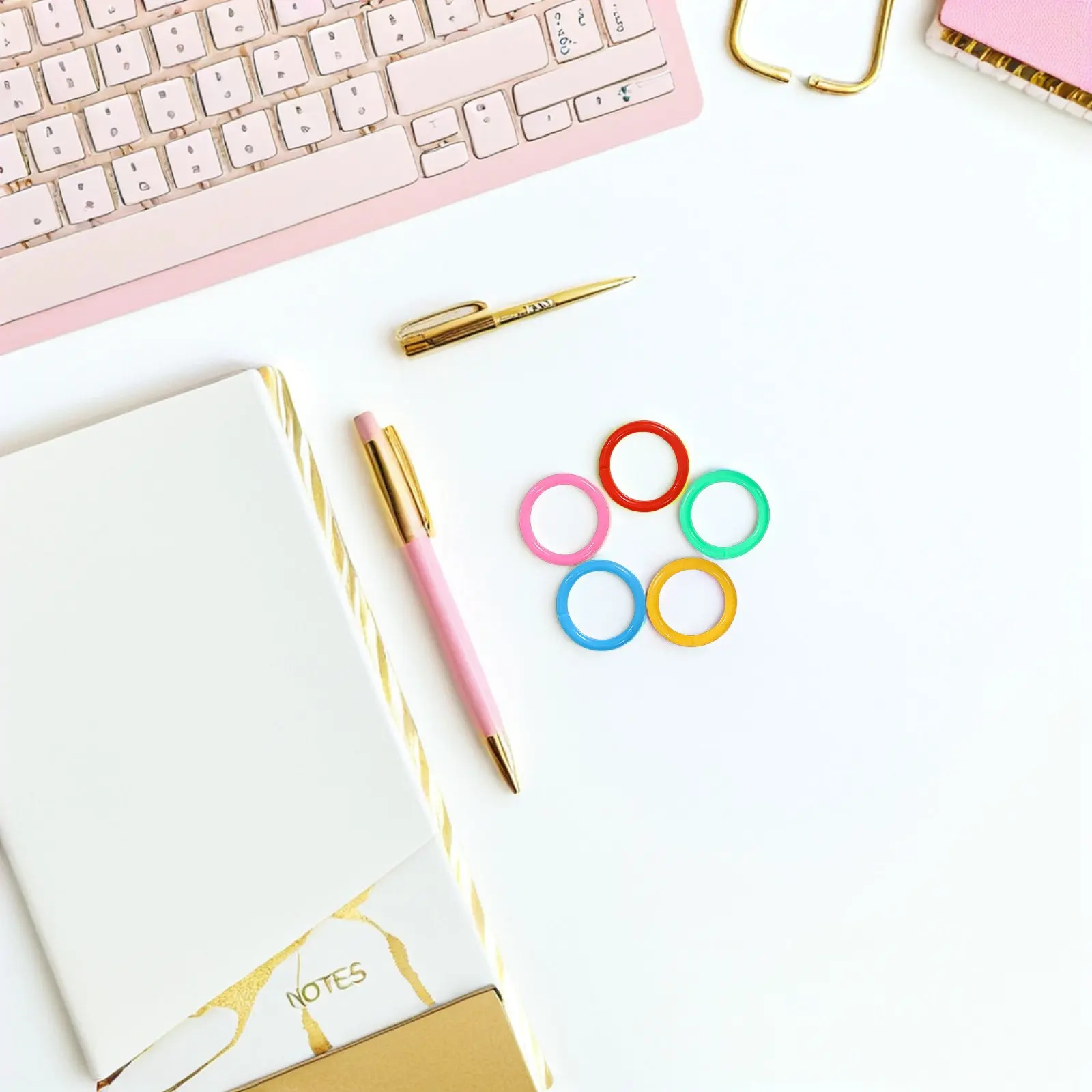 350Pcs 플라스틱 바인더 링 문서 종이 바인딩을위한 다채로운 오픈 루스 리프..