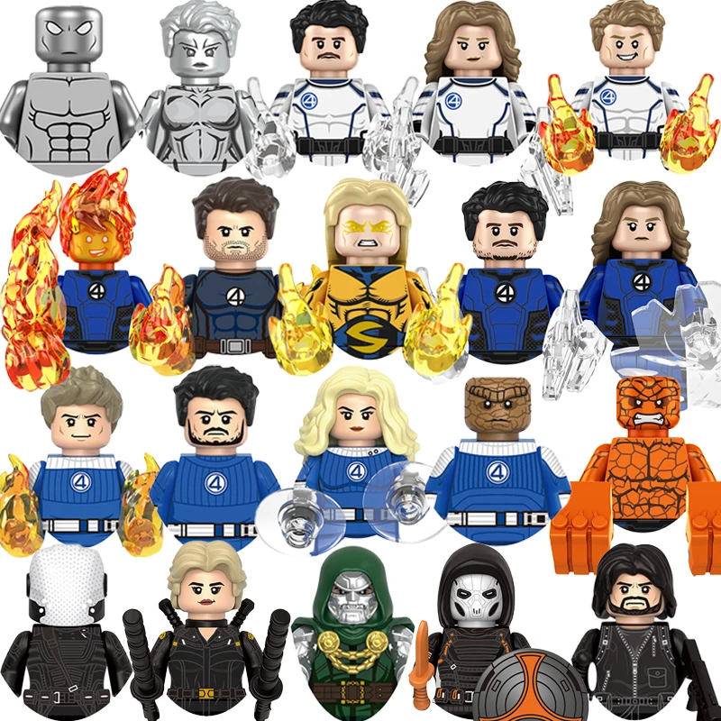 Marvel Fantastic Four Human Torch Bricks Silver Surfer Building Blocks Mini Action Figures Bricks Educational Diy Toys Gifts