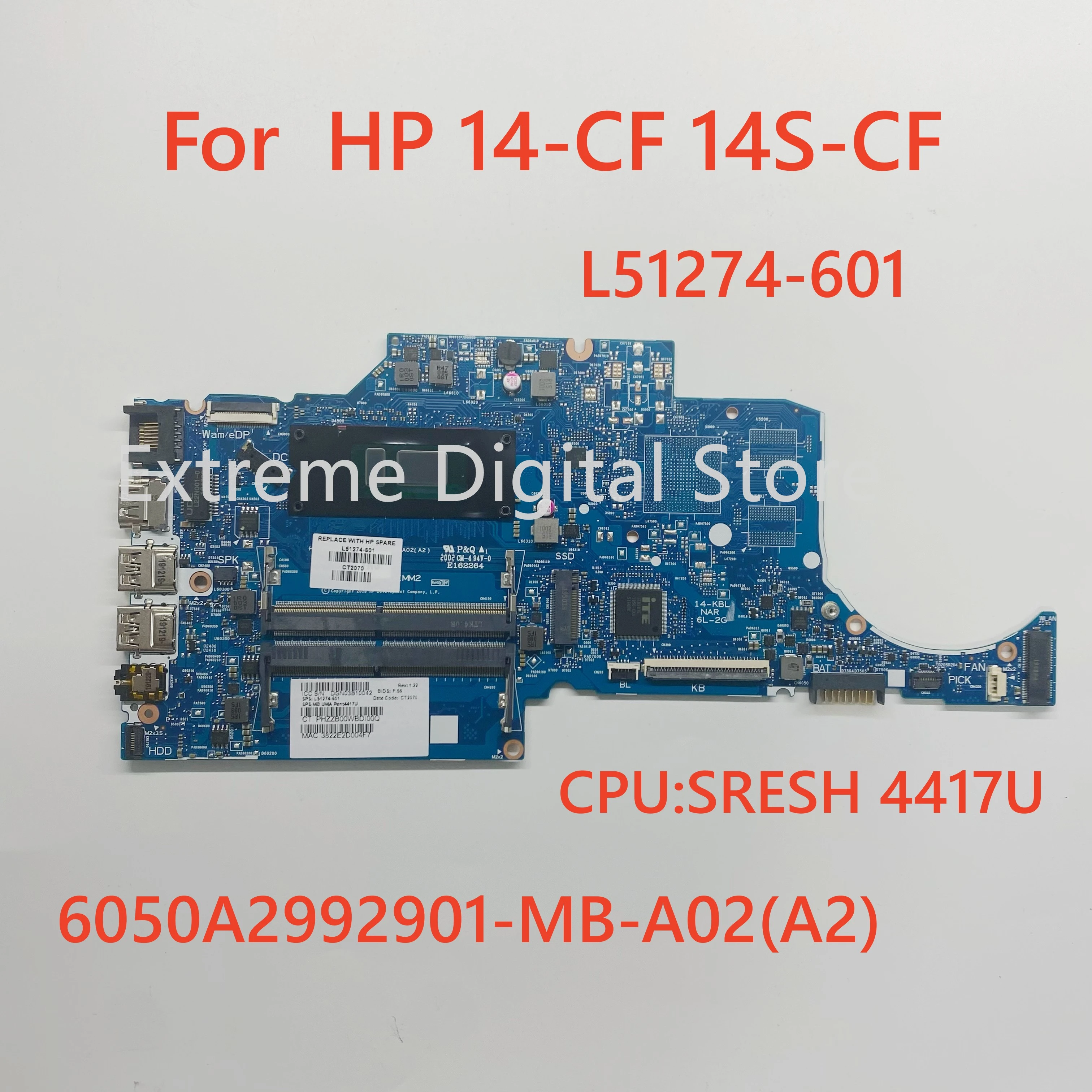 6050A2992901MBA02 (A2) motherboard is applicable For HP 14CF laptop