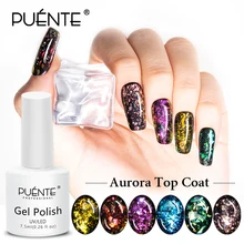 

Aurora Top Coat Nail Gel 6 Colors Glitter Sequins Sealer Soak Off UV Gel Nail Polish 7.5ML Nail Art Design Hybrid Gel Varnish