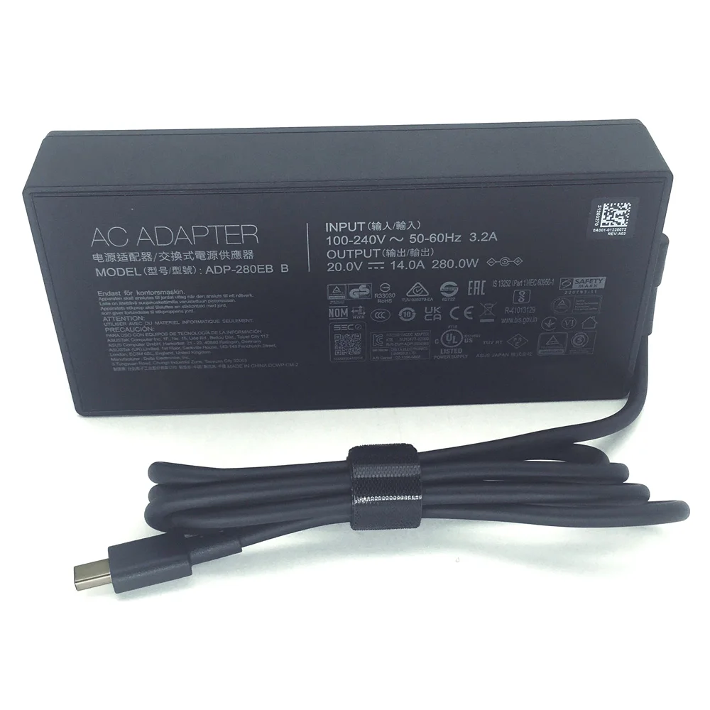오리지널 20V 14A 280W 파워 어댑터 충전기 (아수스 ROG Strix G16 G18 (2025) G615LM G615JMR G615LR G615JPR ADP-280EB B 호환)