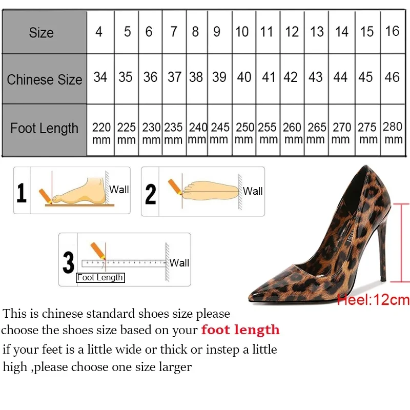 New Leopard Print Pointed High Heels Pumps12CM High Heels Large Size Style Sexy Luxury Fashion Party OL Shoesc Sizes 35-46 6