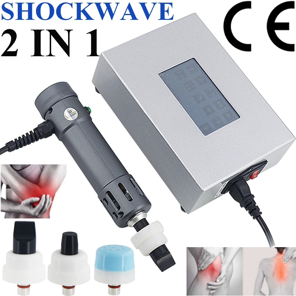 

Shockwave Chiropractic Gun 2 in 1 Portable Massager ED Treatment Plantar Fasciitis Pain Relief 250MJ Shock Wave Therapy Machine