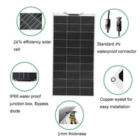 Kit de panneaux solaires flexibles 100W/120W/150W, système de charge solaire hors réseau 12V avec contrôleur et câbles pour camping-car, bateau, caravane 4