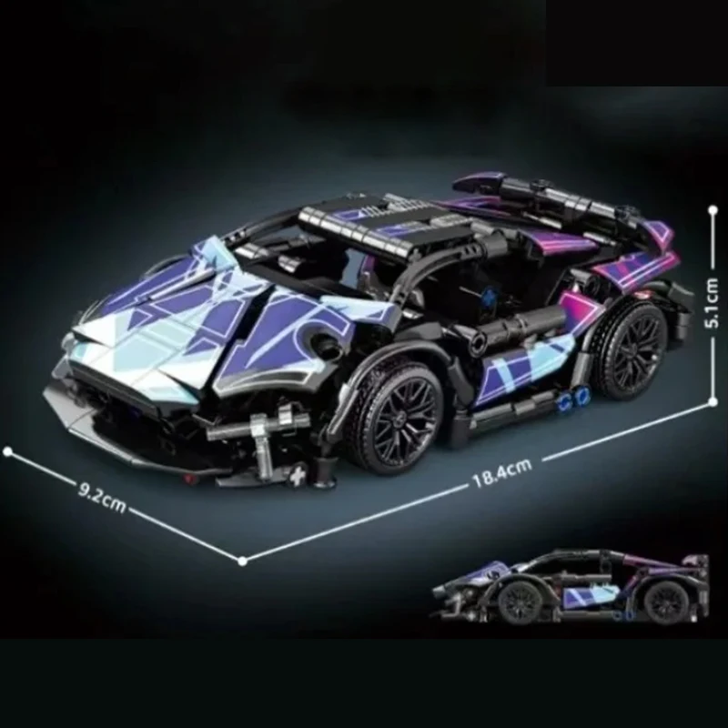 Voiture de Sport de course technique, 600 + pièces, blocs de construction, véhicule de vitesse mécanique, supercar, Puzzle en brique, jouets, cadeau pour enfant et adulte