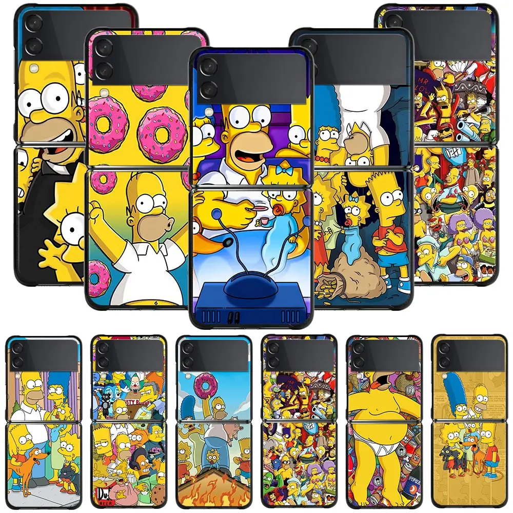Simpsons Cartoon Case Per Samsung Z Flip4 5G Galaxy Z Flip 3 Zflip3 5G Cover Per Telefono Hard Pc Per Galaxy Z Flip 3 Coque Aderente