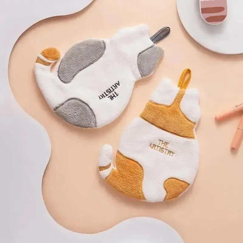 1 Pcs New Cute Cat Hand Towel For Child Super Absorbent Kitchen Towel High-efficiency Tableware Cleaning Towel Kitchen Tools