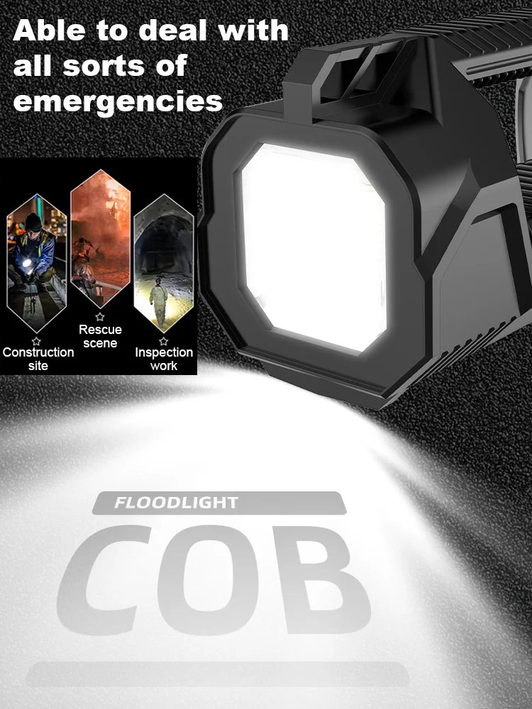 Extra Large Flashlight 22/27/38.5cm Outdoor Solar Rechargeable Searchlight Long Range Super Bright