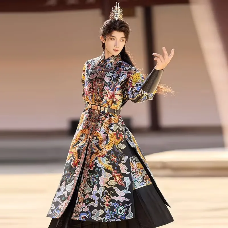 Hanfu Armor Coat Men&Women Chinese Vintage Flying Fish Suits Black