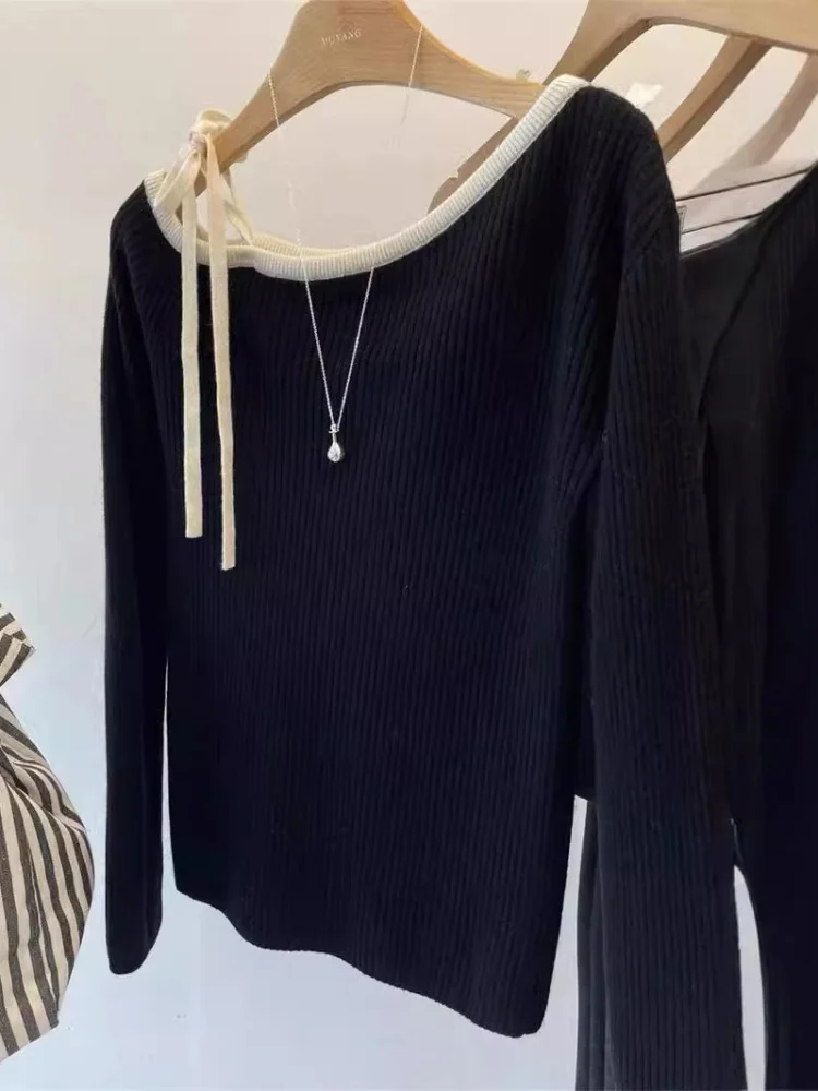 Autumn Women Knitted Off Shoulder Sweater