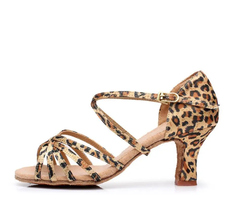Dance Shoes Woman's Latin Jazz Ballroom Salsa Dancing Sandals 7 Colors 5cm/7cm Medium Heeled Soft Suede Sole A01D