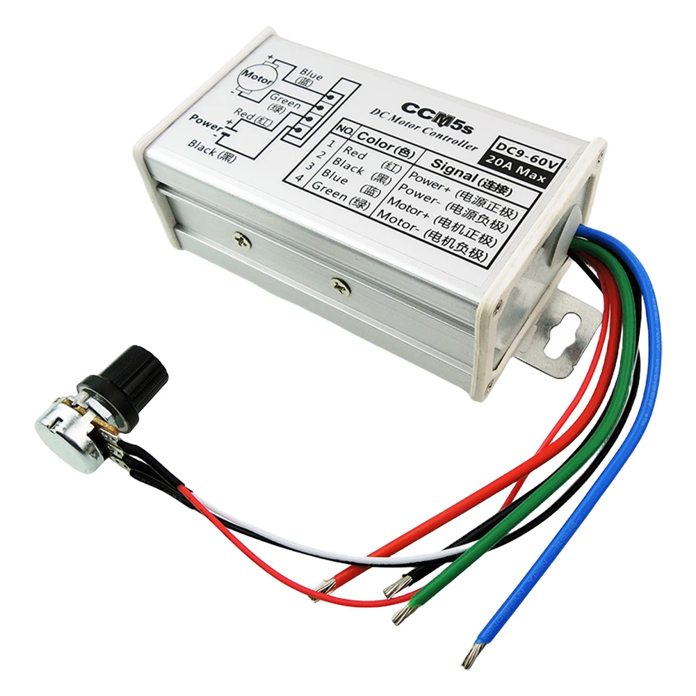Stepless DC Motor Speed Controller DC 9V-60V 12V 24V 60V 20A Motor Pulse Width Modulator Regulator PWM Speed Regulator