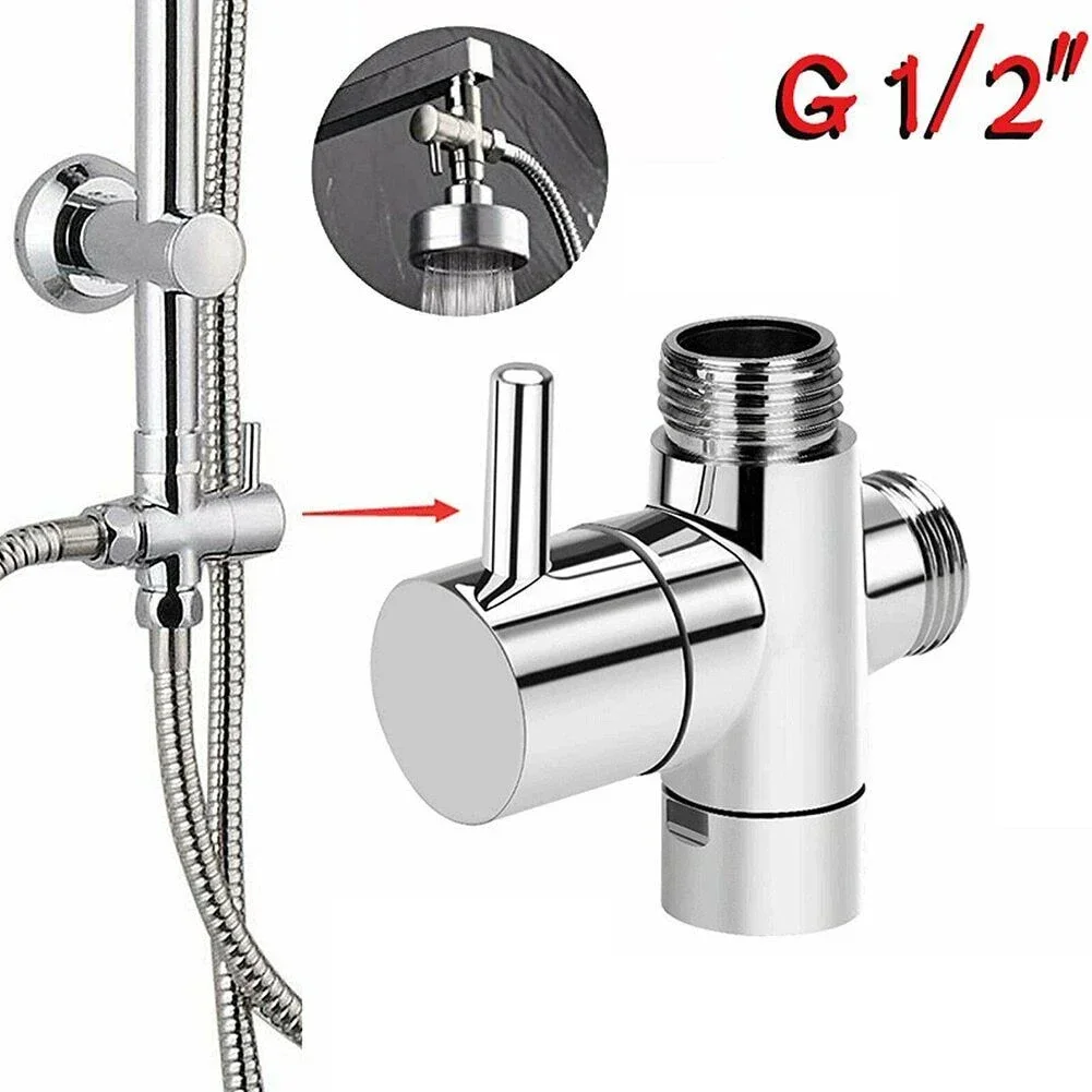 G1/2 Shower Diverter Valve Three-Way ABS Shower Arm Adapter Faucet Switch Valve Inlet Pipe Fittings Bathroom Tool