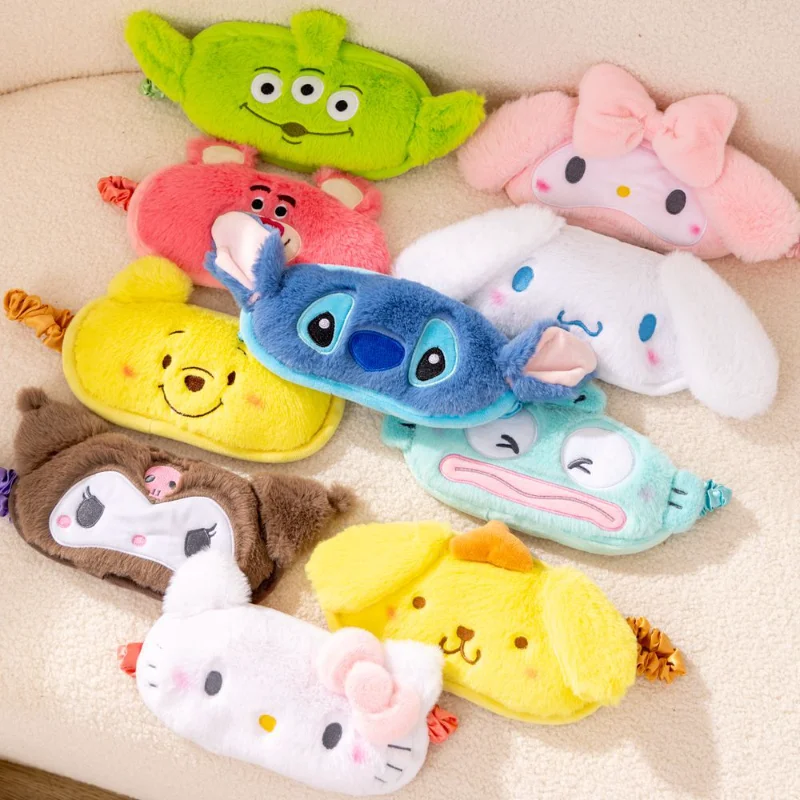 Кавайная Sanrio Kuromi Cinnamoroll Hello Kitty плюшевая маска для глаз аниме маска для глаз обеденный перерыв для сна Женская защита для глаз