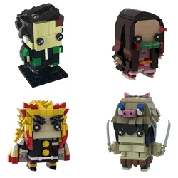 Moc – figurine d'action japonaise, Demon slayer, briques, Tanjirou, Nezuko, Hashibira, Kyoujurou, modèle de bloc de construction, jouet pour garçon 