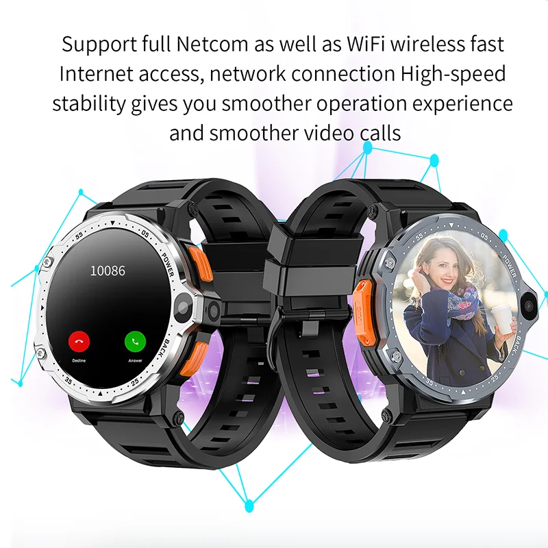 HD 듀얼 카메라 스마트 워치, 와이파이 BT 통화, GPS, NFC, 안드로이드 스마트 워치, 5G, 4G, 4GB RAM, 64GB ROM, 800mAh 배터리, 남녀공용, 신제품