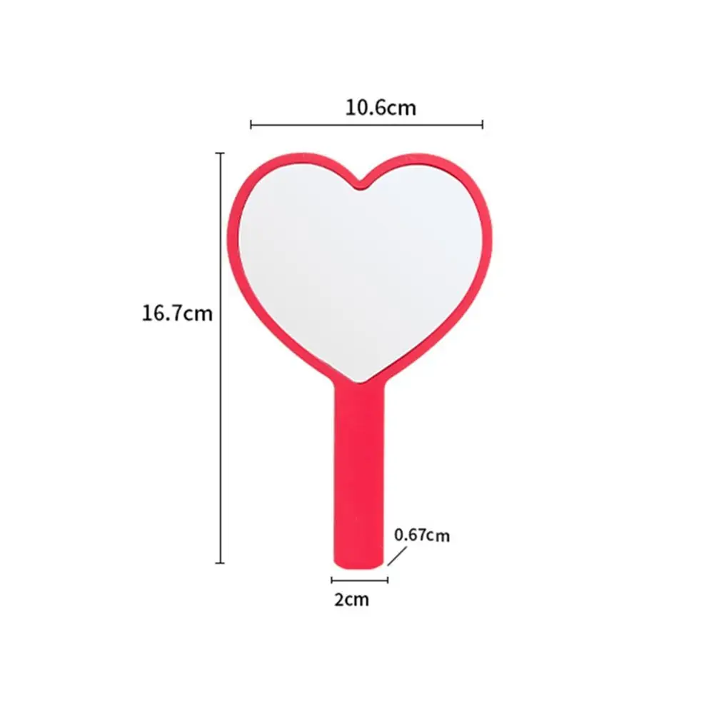 Durable Cute Heart Handle Mirror Sweet Personalized Love Makeup Mirror High Definition Compact Vanity Mirror Women