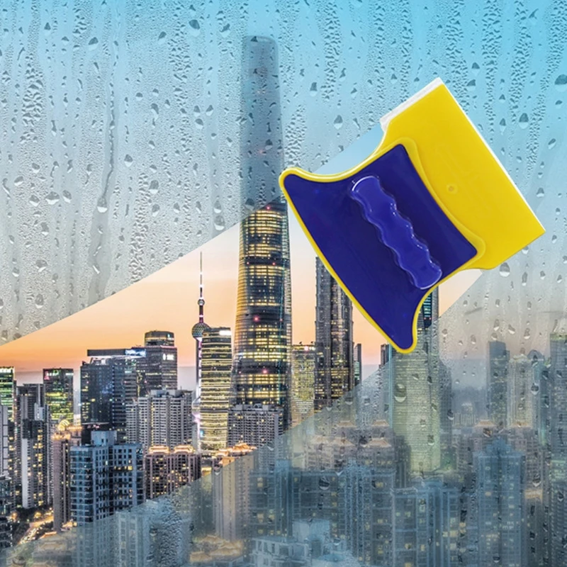 Window Cleaning Brush Window Cleaner Double Sided Magnetic Window Cleaner Glass Cleaning Brush Glass Wiper Household for Home Kitchen Bedroom Bathroom Car K0AA