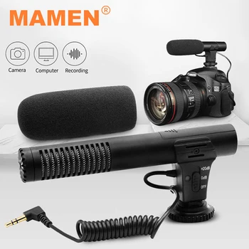 MAMEN-콘덴서 비디오 녹화 Vlog 마이크, 니콘 캐논 DSLR 카메라, 카메라 컴퓨터용 3.5mm 플러그 스튜디오 마이크