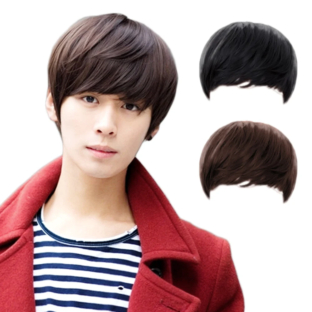 Fashion Men's Handsome High Temperature Fiber Short Straight Hair Wigs with Bangs for Cosplay Party Masquerade Costume Ball