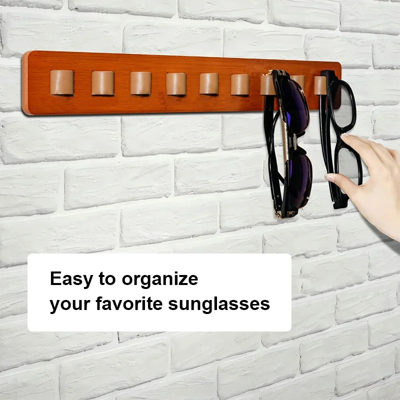 Wood 9 Hooks Wall Mounted Eyeglasses Holder No punching Sunglasses  Sunglasses Display Hanger Rack Hanging Rack Storage